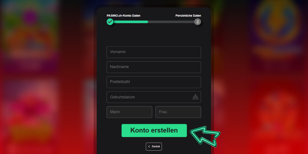 Best&auml;tigen Sie Ihre Anmeldung bei Pasino